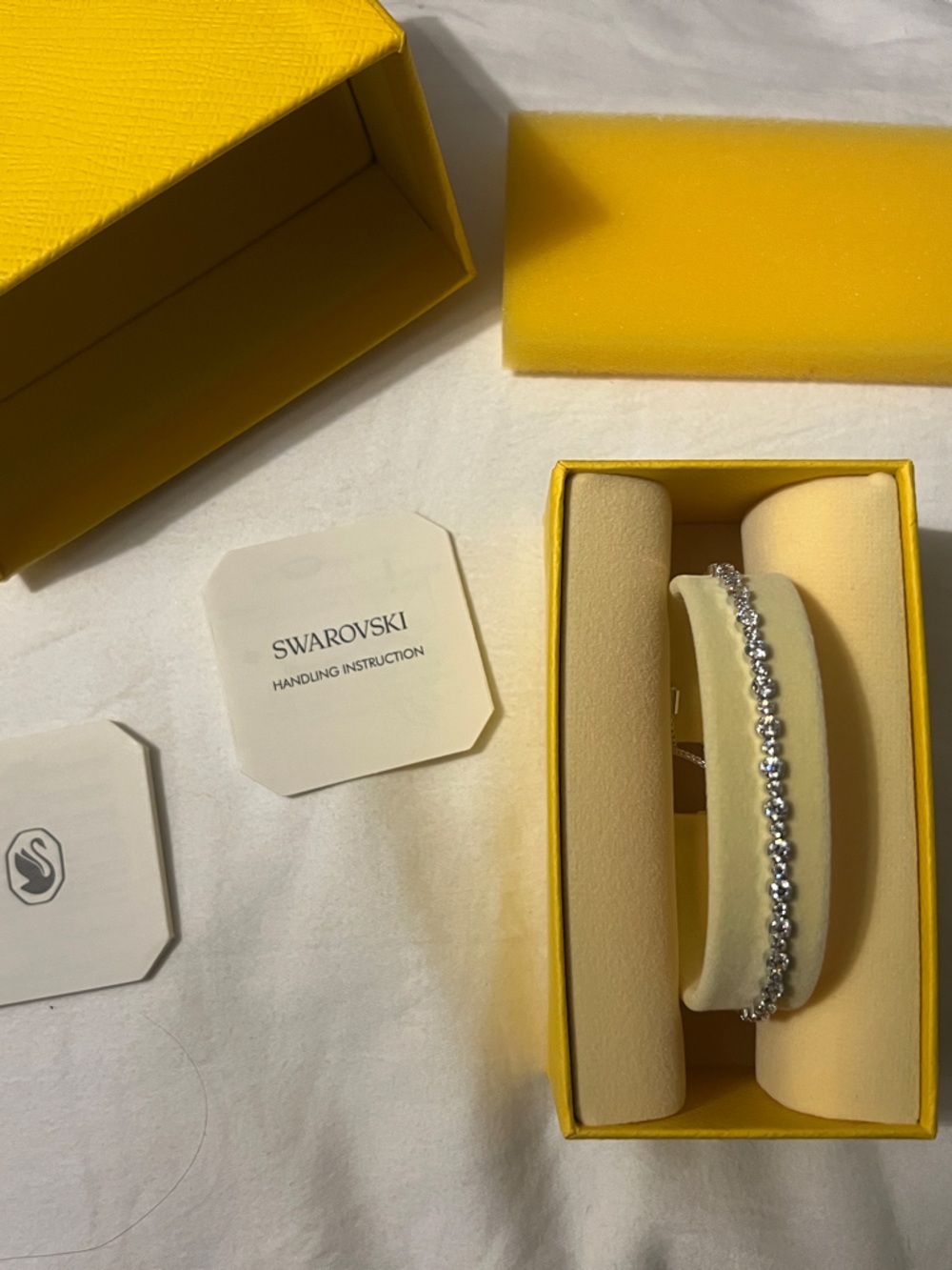 Swarovski Clear Crystal Tennis Bracelet in Silver Tone